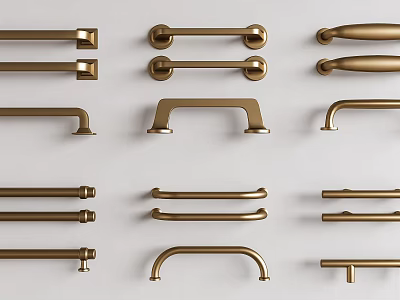 Brass Furniture Handles With Various Designs For Cabinet And Drawer 3d model