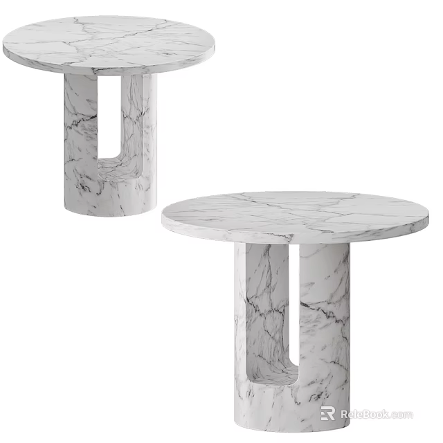 Modern Marble Side Table with Round Top and Geometric Legs 3d model