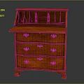 Classic Antique Mahogany Writing Desk With Brass Handles Drawers And Top Compartments