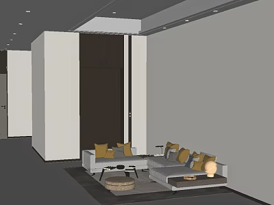 Modern Front Desk Reception Area With Comfortable Sofa Pillows Coffee Table And Seating Arrangement 3d model