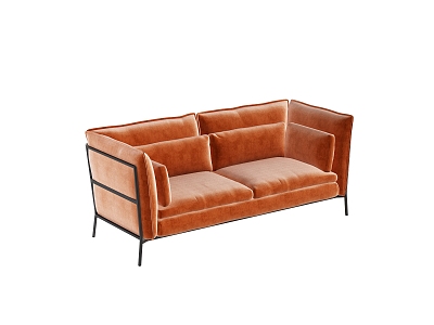 Modern double sofa three-seat sofa 3d model