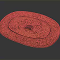 Ornate Golden Decorative Furniture Tray With Intricate Carvings And Oval Design