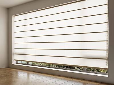 Modern White Window Blinds In Interior With Natural Light And Wooden Floor 3d model
