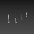 Collection of Five Unique Sword Weapons with Varied Handle and Blade Designs