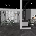 Modern Showroom Interior Design With Spacious Space Marble Floor Glass Partitions And Green Plants