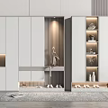 Modern Shoe Cabinet With Storage Cabinets Display Shelves And LED Lighting