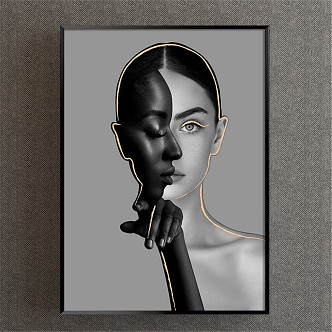 modern figure painting gold and silver figure decorative painting 3d model