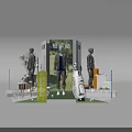 Light Sports Exhibition Display With Mannequins Golf Bag And Green Plants