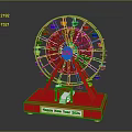 Colorful Ferris Wheel Model on Red Base for Happy New Year 2024 Decoration