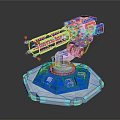 Blue Sci Fi Mechanical Device With Hexagonal Base And Glowing Components