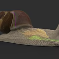 Detailed 3D Render of Garden Snail with Brown Shell and Textured Body