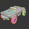 Futuristic Gray Off Road Vehicle Model With Large Tires And Front Grill Design