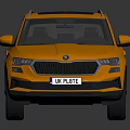 Stylish Yellow Modern SUV With Sunroof And Reflective Black Surface