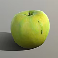 Close Up View Of Fresh Ripe Green Apple With Natural Shadow On Gray Background