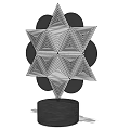 Decorative Ornament Set With Star Shaped Geometric Pattern Black And White Striped Design Circular Base