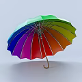 Vibrant Rainbow Colored Umbrella Essential Daily Living Item With Colorful Panels And Curved Handle