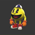 Yellow Smiling Cartoon Character with Blue White Red Cap Orange Gloves and Red Shoes