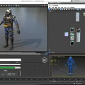 Game Movie Character in Blue Uniform with Gas Mask Yellow Utility Belt and Protective Gear