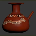Ornate Red Ceramic Vase With Intricate Geometric And Tribal Patterns
