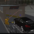 Road Facility Toll System Entrance With Barrier And Vehicle Access