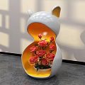 Creative Floral Display With White Orange Cat Ear Design Vase And Pink Roses