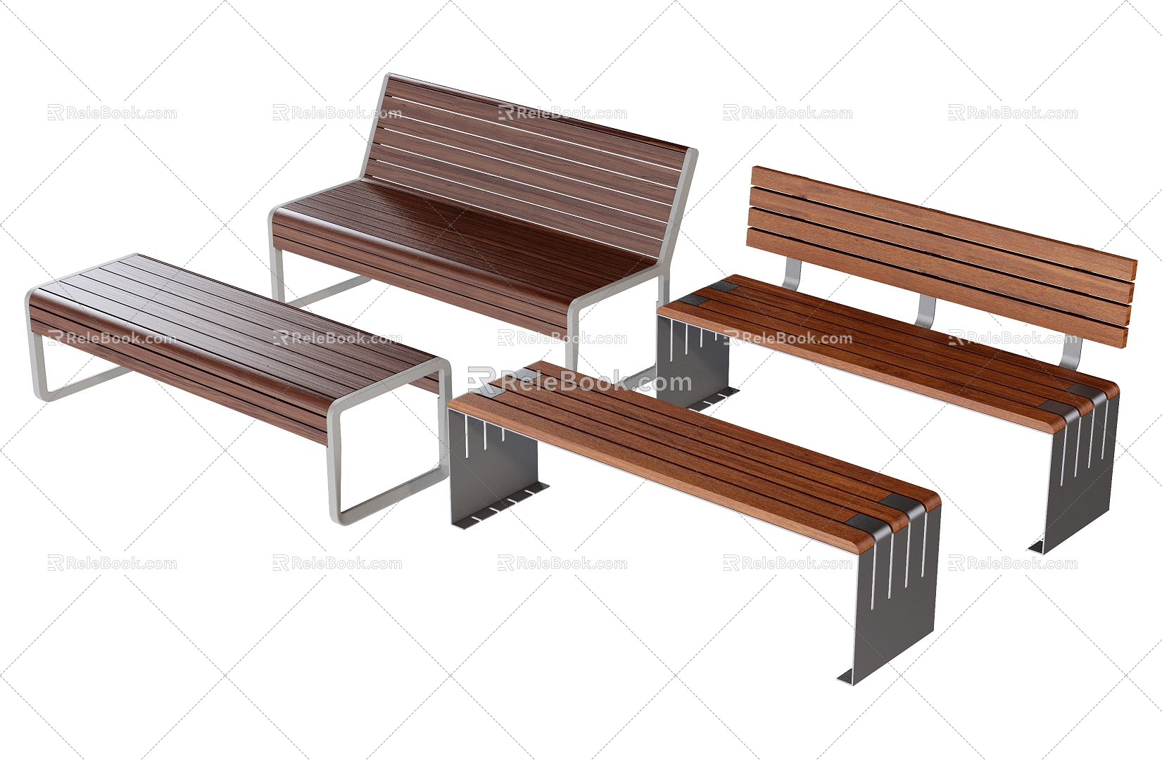 Outdoor Public Bench Bench Park Public Bench Public Bench 3d model