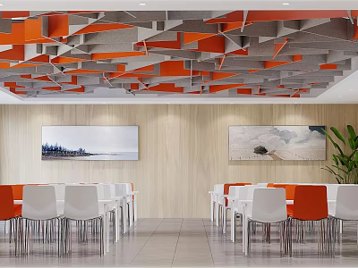 Modern Canteen Staff Canteen Restaurant 3d model