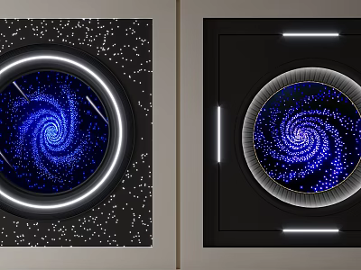 Ceiling Design With Starry Sky Spiral Pattern And Decorative Lights 3d model