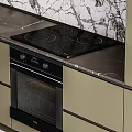 Modern Kitchen Cabinets With Marble Backsplash Sleek Countertop And Integrated Oven 3d model