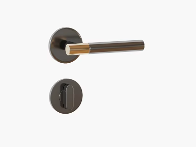 Contemporary Metal Door Handle With Black Matte Finish And Gold Accent For Interior Doors 3d model