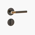 Contemporary Metal Door Handle With Black Matte Finish And Gold Accent For Interior Doors