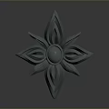 Gray Decorative Flower Sculpture With Petals And Circular Center On Dark Background