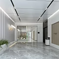 Modern Open Public Office Space Interior With Metal Wall Lounge Area And Recessed Lighting
