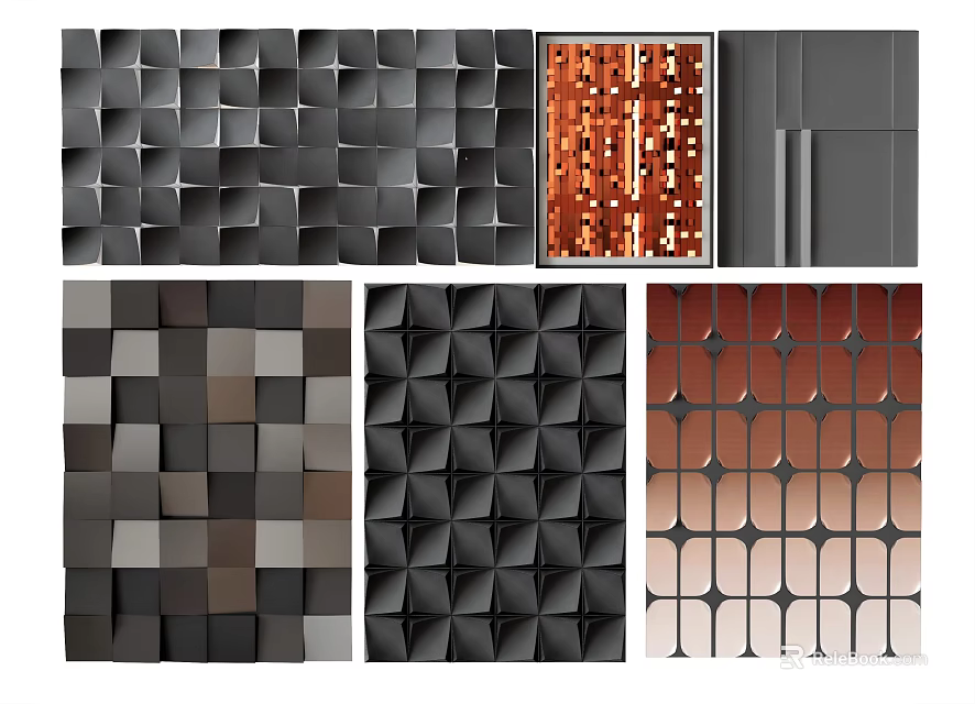 Modern 3D Wall Decor With Geometric Patterns And Various Color Textures 3d model 