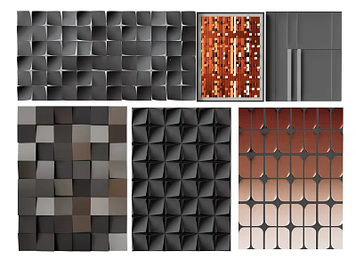 Modern 3D Wall Decor With Geometric Patterns And Various Color Textures 3d model
