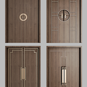 New Chinese style double door combination 3d model