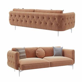 modern double sofa orange sofa 3d model