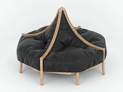 Modern Black Unconventional Sofa With Wooden Frame Circular Design And Soft Cushions 3d model