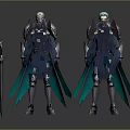 Two Armored Characters In Silver Armor With Green Capes And Sword