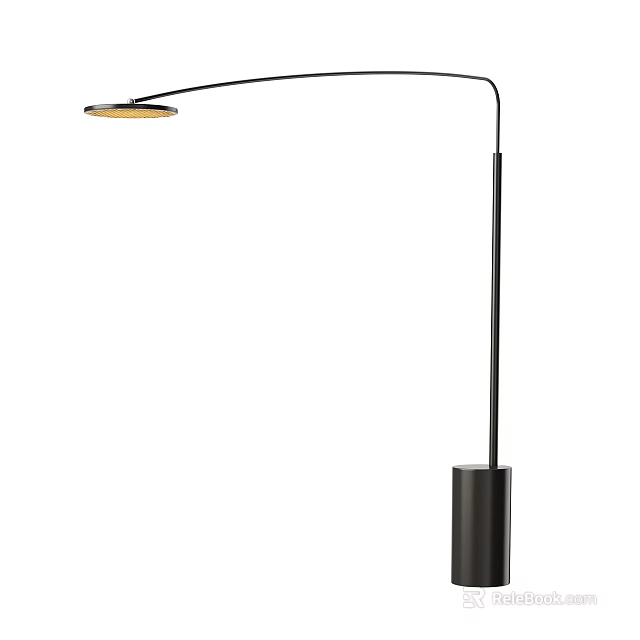 Modern Sleek Arched Floor Lamp With Black Base And Adjustable Light Shade 3d model 
