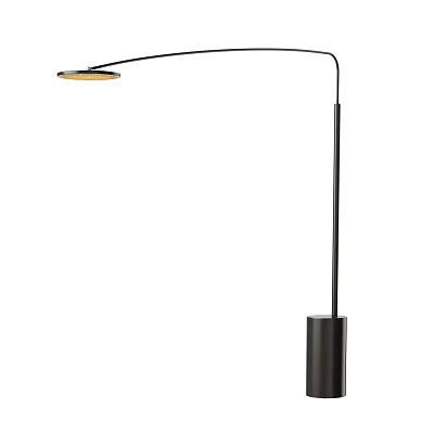 Modern Sleek Arched Floor Lamp With Black Base And Adjustable Light Shade 3d model
