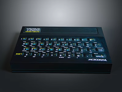 Classic Black Microdata Terminal Electronic Device With Colored Keys And Keyboard 3d model