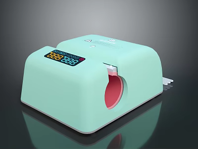 Light Green Electric Nail Trimmer With Digital Display And Red Circular Opening 3d model
