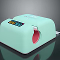 Light Green Electric Nail Trimmer With Digital Display And Red Circular Opening