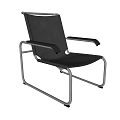 Modern Black Leisure Chair With Mesh Back Metal Frame And Comfortable Armrests