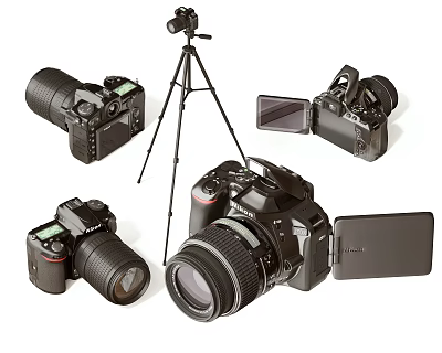 Digital Cameras And Photography Gear With Tripod And Multiple Camera Models 3d model Digital Cameras And Photography Gear With Tripod And Multiple Camera Models 3d model
