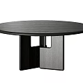 Modern Round Dark Wooden Dining Table With Unique Geometric Leg Design