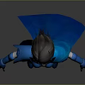 Detailed Fantasy Female Character With Blue Costume Horns And Cloak 3D Render