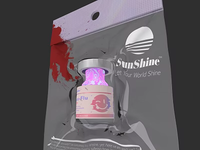 SunShine Medical Flu Vaccine Vial With Silver Packaging Bag Design 3d model