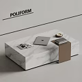 POLIFORM Marble Coffee Table With Laptop Magazine And Small Dish 3d model